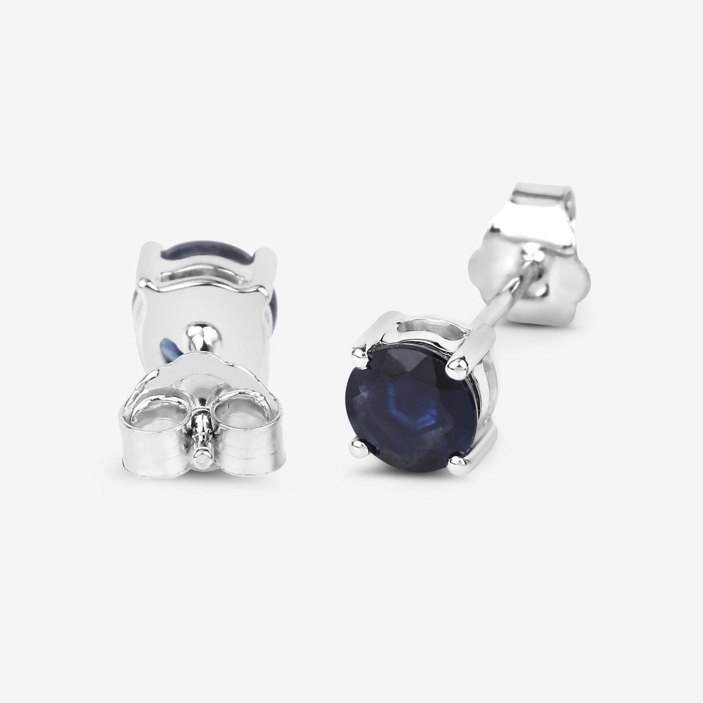 Blue Sapphire Stud Earrings 1.28 Carats 10K White Gold