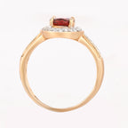 Natural Pink Tourmaline Ring With White Zircon 1.38 Carats 9K Yellow Gold