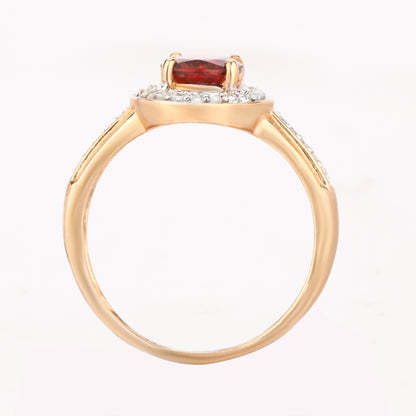 Natural Pink Tourmaline Ring With White Zircon 1.38 Carats 9K Yellow Gold