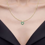 Zambian Emerald Heart Pendant 0.46 Carats 10K Yellow Gold