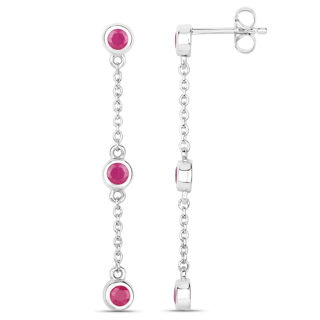 Ruby Earrings 0.76 Carats Sterling Silver