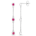 Ruby Earrings 0.76 Carats Sterling Silver
