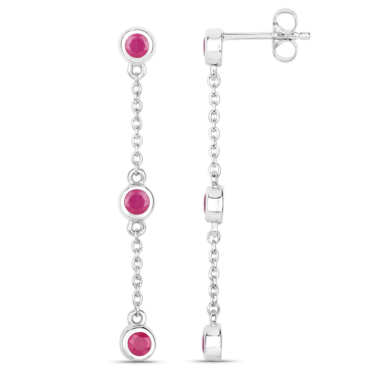 Ruby Earrings 0.76 Carats Sterling Silver