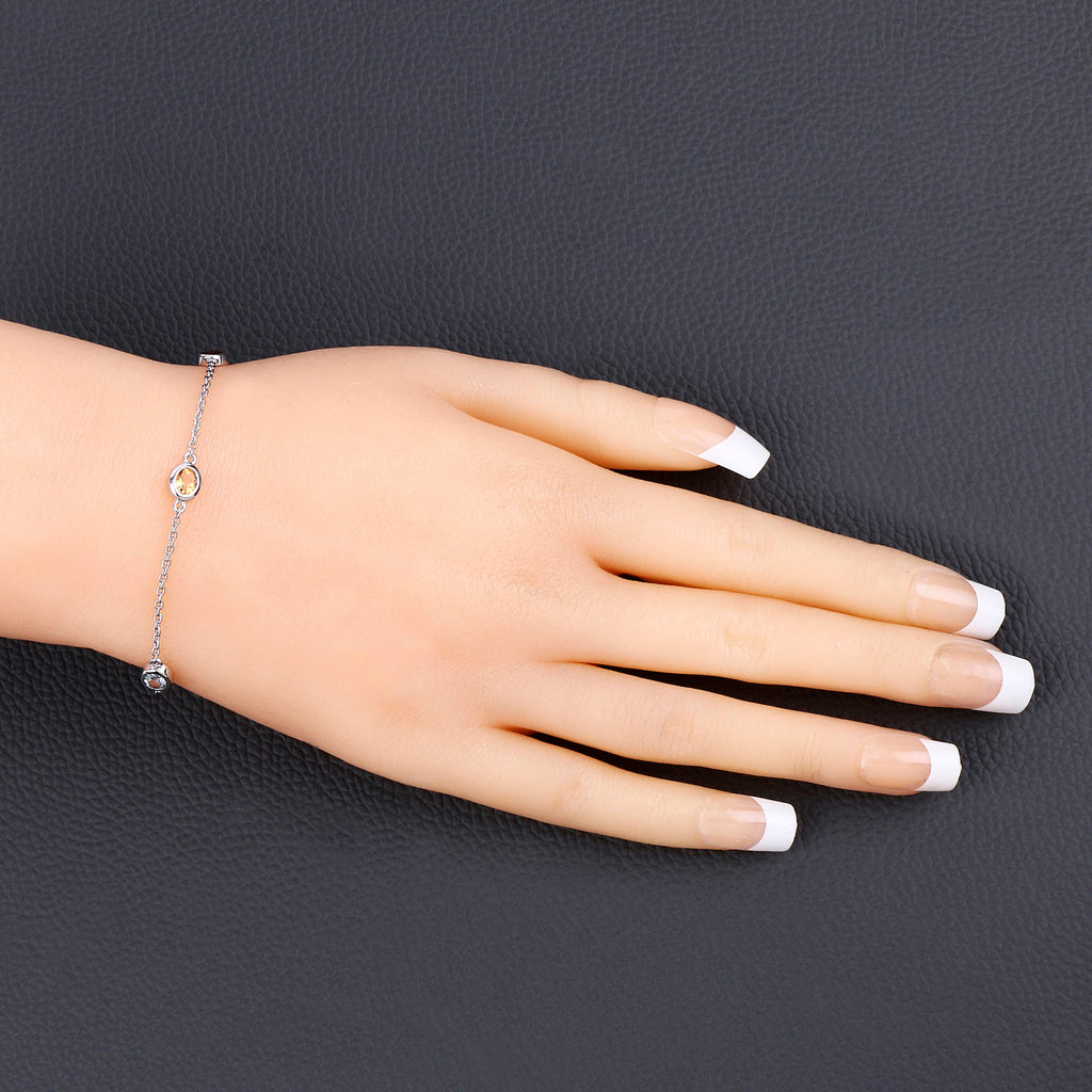 Natural Mixed Gemstones Bracelet 1.76 Carats Sterling Silver