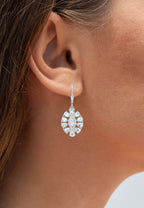 Aquamarine Dangle Earrings White Topaz 2.9 Carats Sterling Silver