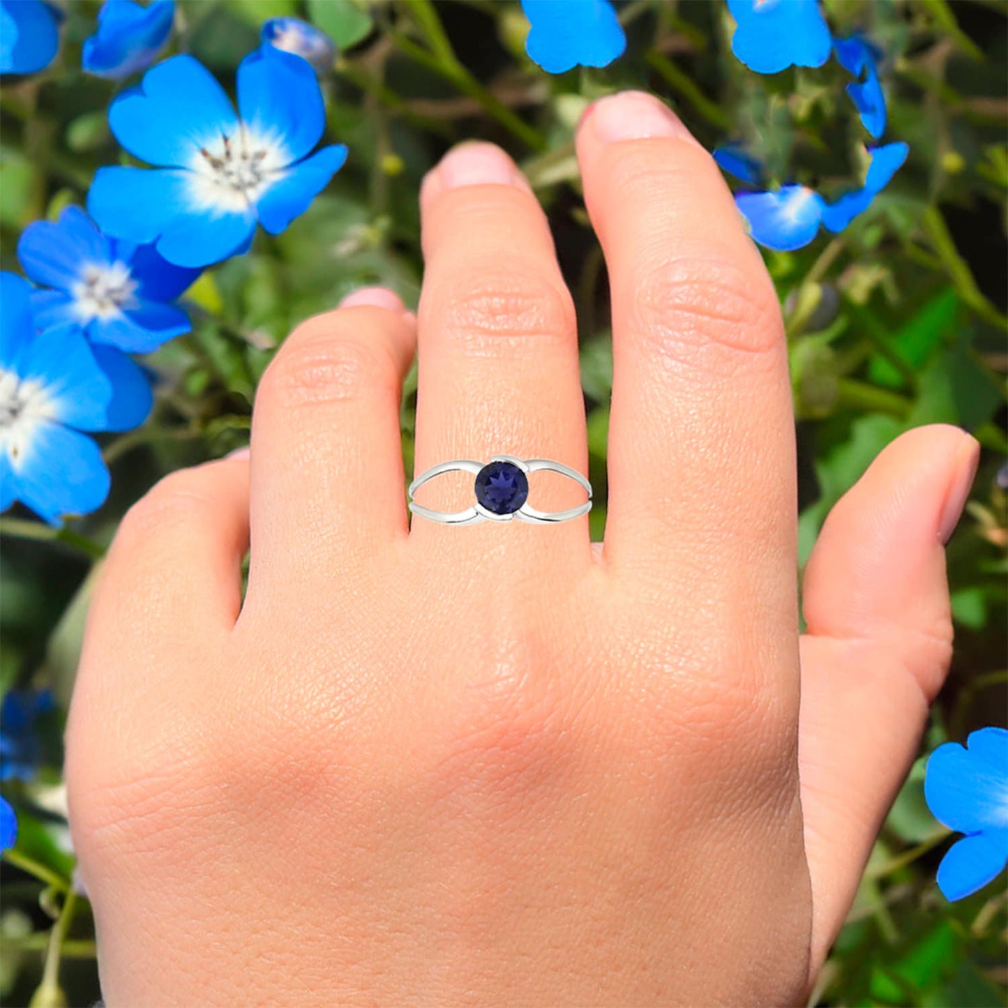 Iolite Ring 0.70 Carats Sterling Silver