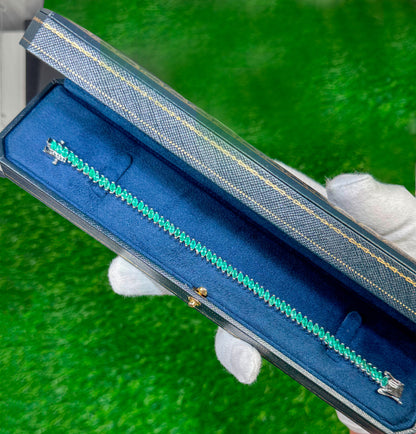 Emerald Bracelet Marquise Cut 6.8 Carats Sterling Silver