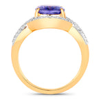 Natural Tanzanite Ring With Diamonds 3.5 Carats 14K Yellow Gold