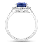 Blue Sapphire Ring With Diamonds 3.18 Carats 18K White Gold