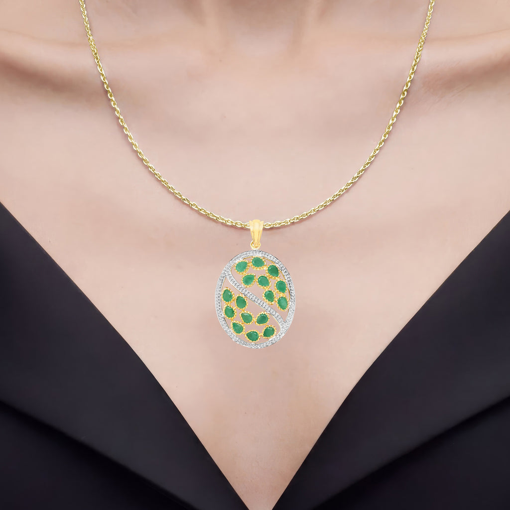 Emerald Pendant 2.22 Carats Gold Plated Silver