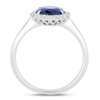 Blue Sapphire Ring With Diamonds 2.38 Carats 18K White Gold