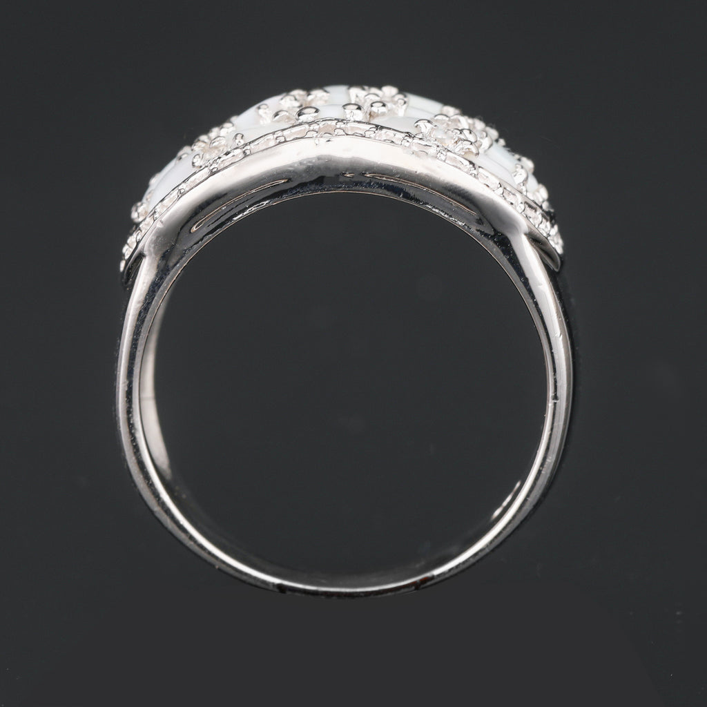 Natural Opal Ring With White Topaz 1.92 Carats Sterling Silver