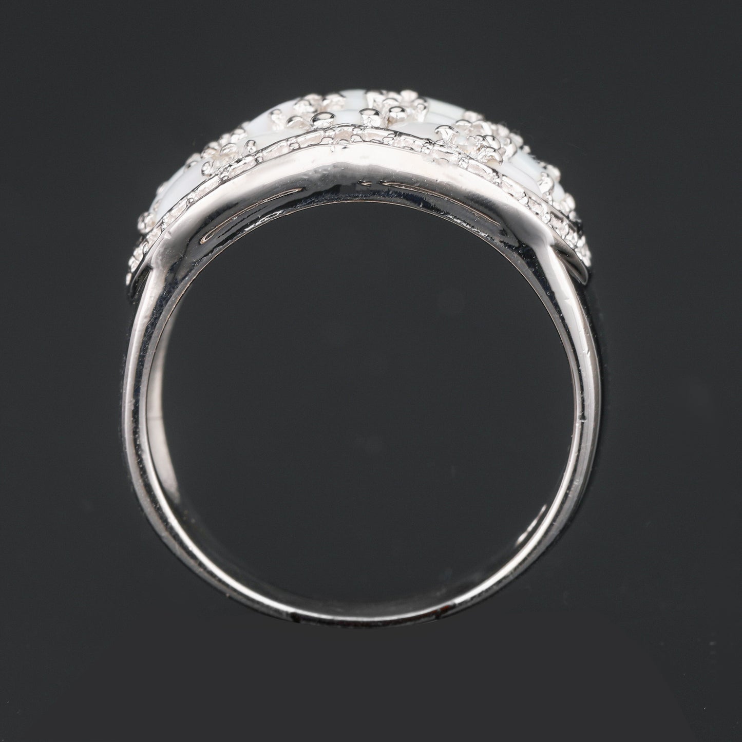 Natural Opal Ring With White Topaz 1.92 Carats Sterling Silver