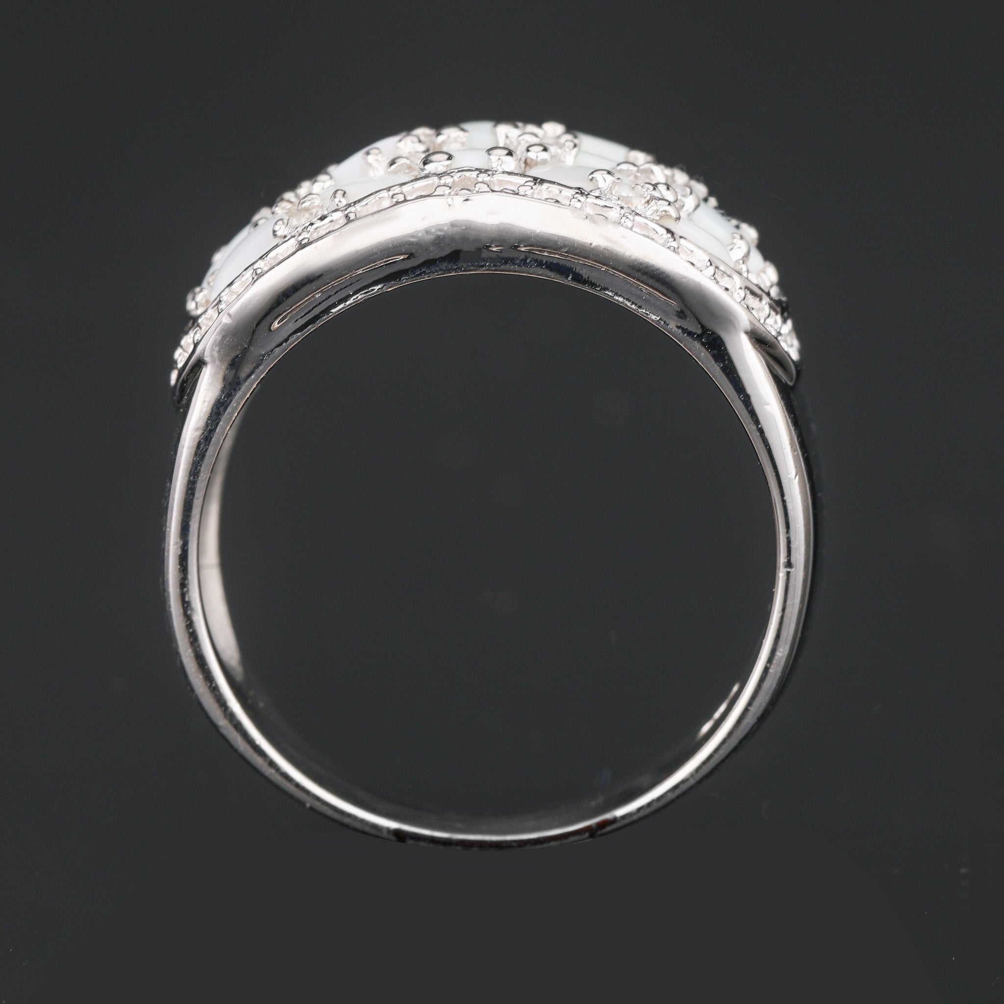 Natural Opal Ring With White Topaz 1.92 Carats Sterling Silver
