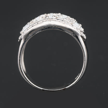 Natural Opal Ring With White Topaz 1.92 Carats Sterling Silver