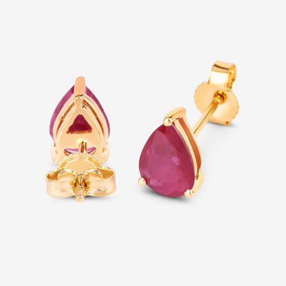 Ruby Stud Earrings 1.59 Carats 10K Yellow Gold