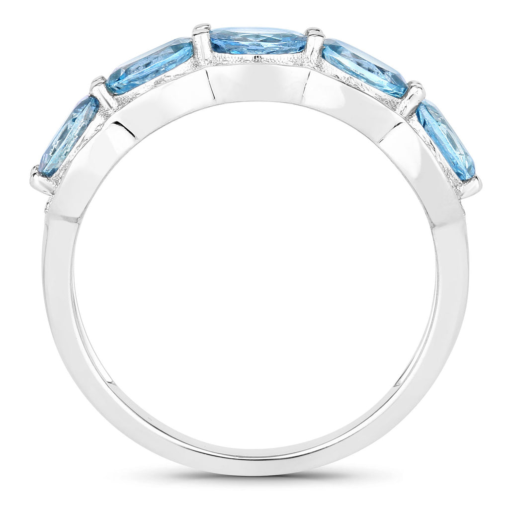 Aquamarine Ring With Diamonds 1.56 Carats 14K White Gold