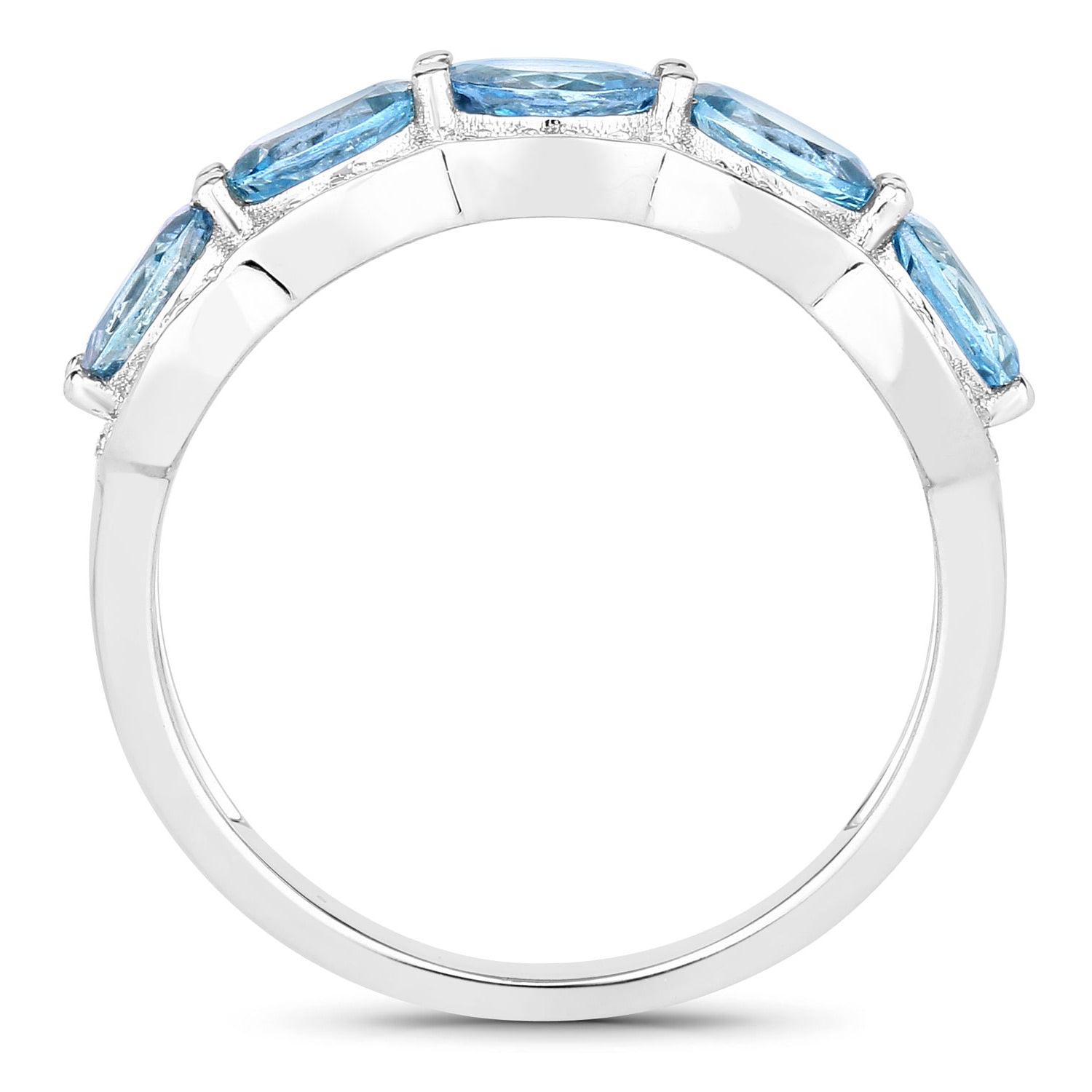 Aquamarine Ring With Diamonds 1.56 Carats 14K White Gold