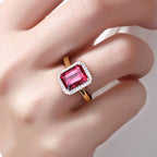 Rubellite Ring With Diamonds 2.72 Carats 14K Yellow Gold