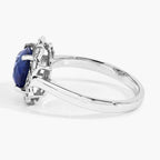Blue Sapphire Ring With Diamonds 2.56 Carats 18K White Gold