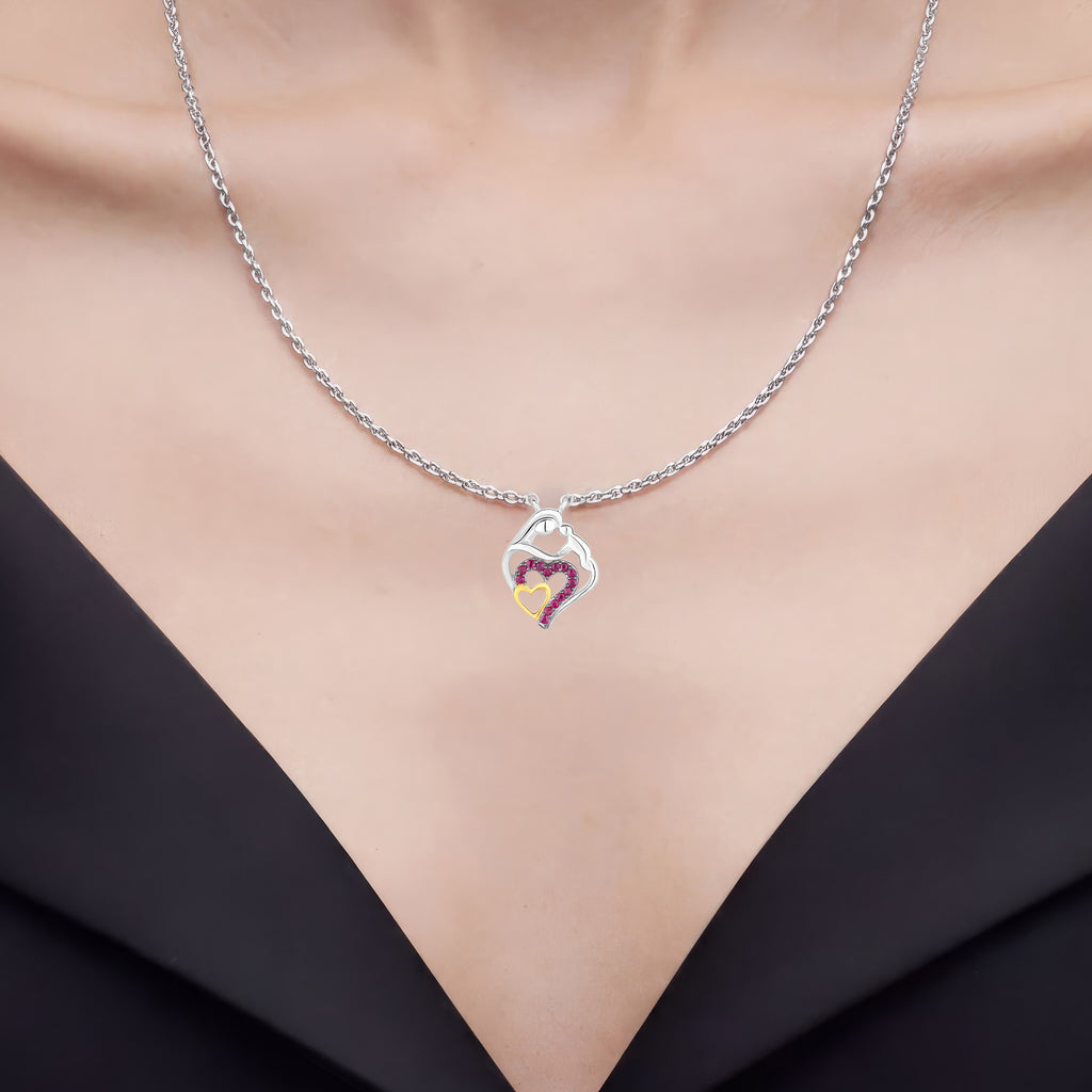 Ruby Mom Pendant 0.26 Carats Sterling Silver