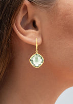 Green Amethyst Earrings 19.5 Carats 18K Yellow Gold Plated Silver