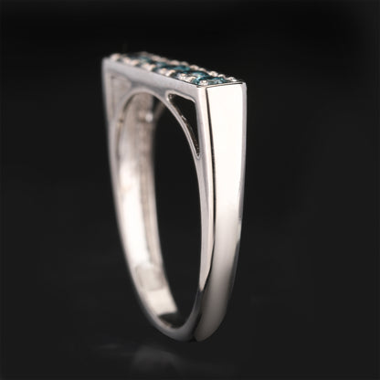 Blue Diamond Ring 0.5 Carats 9K White Gold