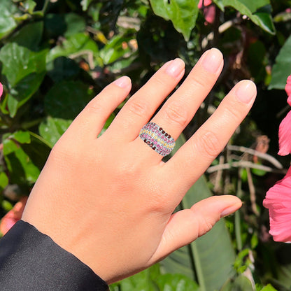 Multicolor Gemstone Ring Garnet Citrine Rhodolite 2.32 Carats Sterling Silver