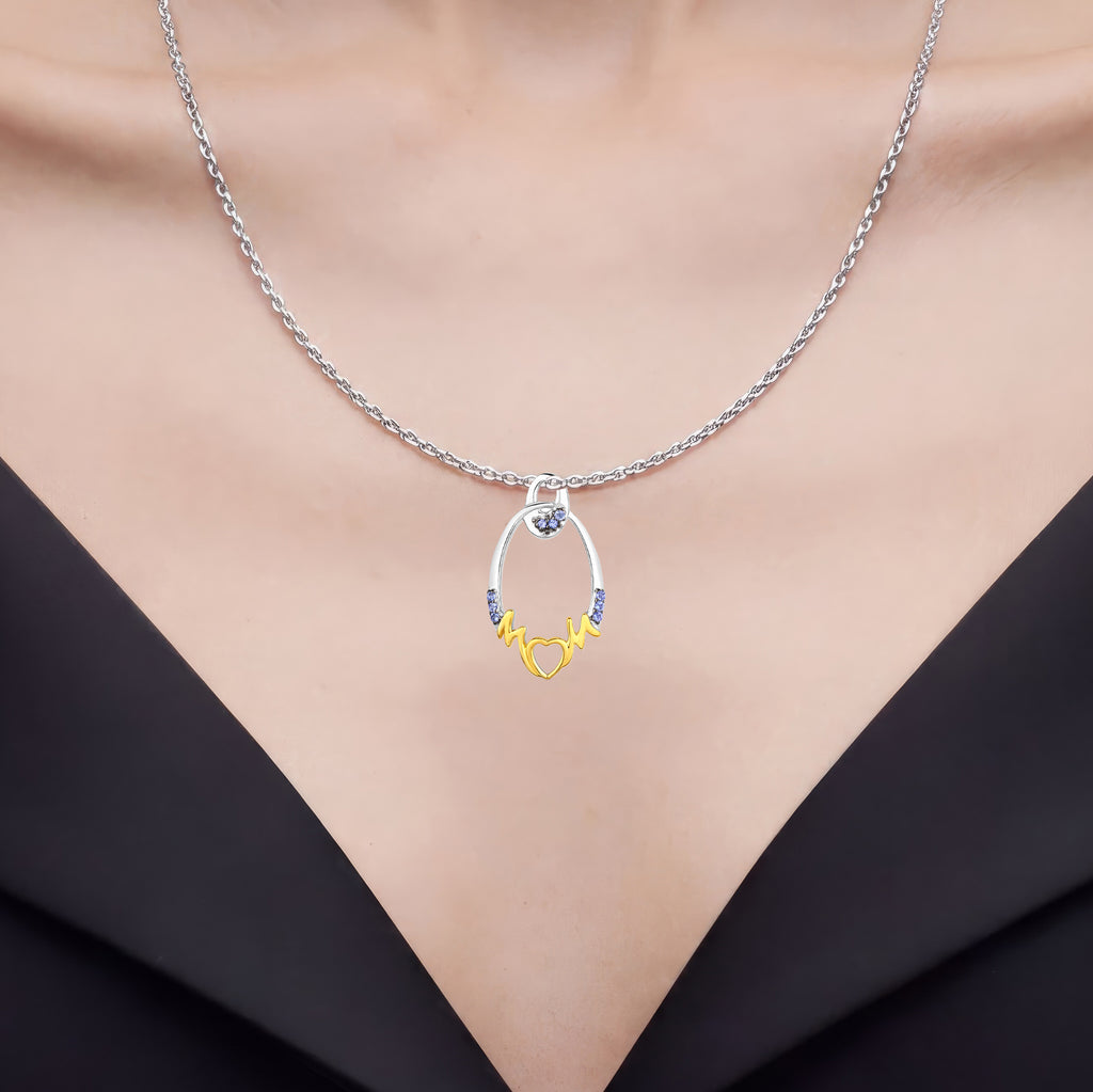 Tanzanite Mom Pendant 0.16 Carats Gold Plated Silver