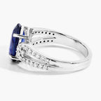 Blue Sapphire Ring With Diamonds 3.58 Carats 18K White Gold