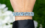 Blue Topaz Tennis Bracelet 58 Carats Rhodium Plated Sterling Silver