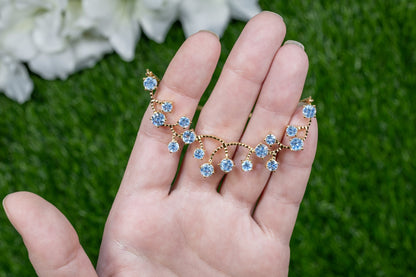 Blue Topaz Necklace 7.32 Carats Gold Plated Sterling Silver
