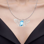 Swiss Blue Topaz Pendant 10.6 Carats Sterling Silver