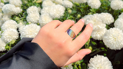 Multicolor Gemstones Cluster Ring 62 Gemstones 4.25 Carats