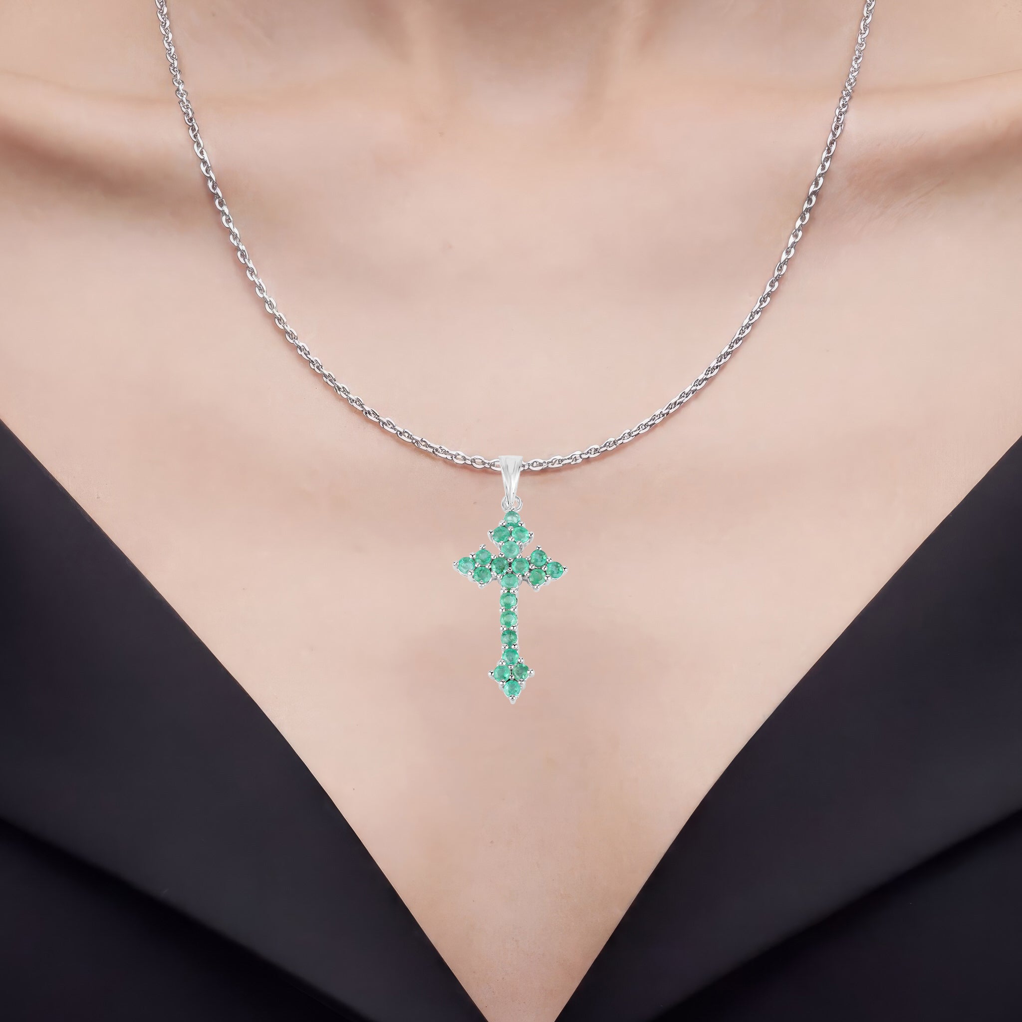 Zambian Emerald Pendant 1.98 Carats Sterling Silver