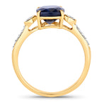 Blue Sapphire Ring With Diamonds 2.96 Carats 18K Yellow Gold