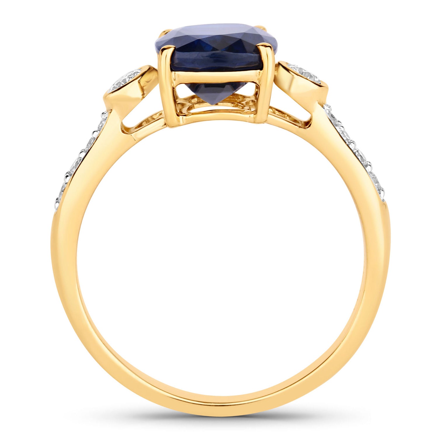 Blue Sapphire Ring With Diamonds 2.96 Carats 18K Yellow Gold