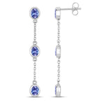 Natural Tanzanite Earrings 1.96 Carats Sterling Silver