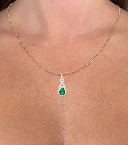 IGI Certified Zambian Emerald Pendant Necklace With Diamonds 1.75 Carats 14K