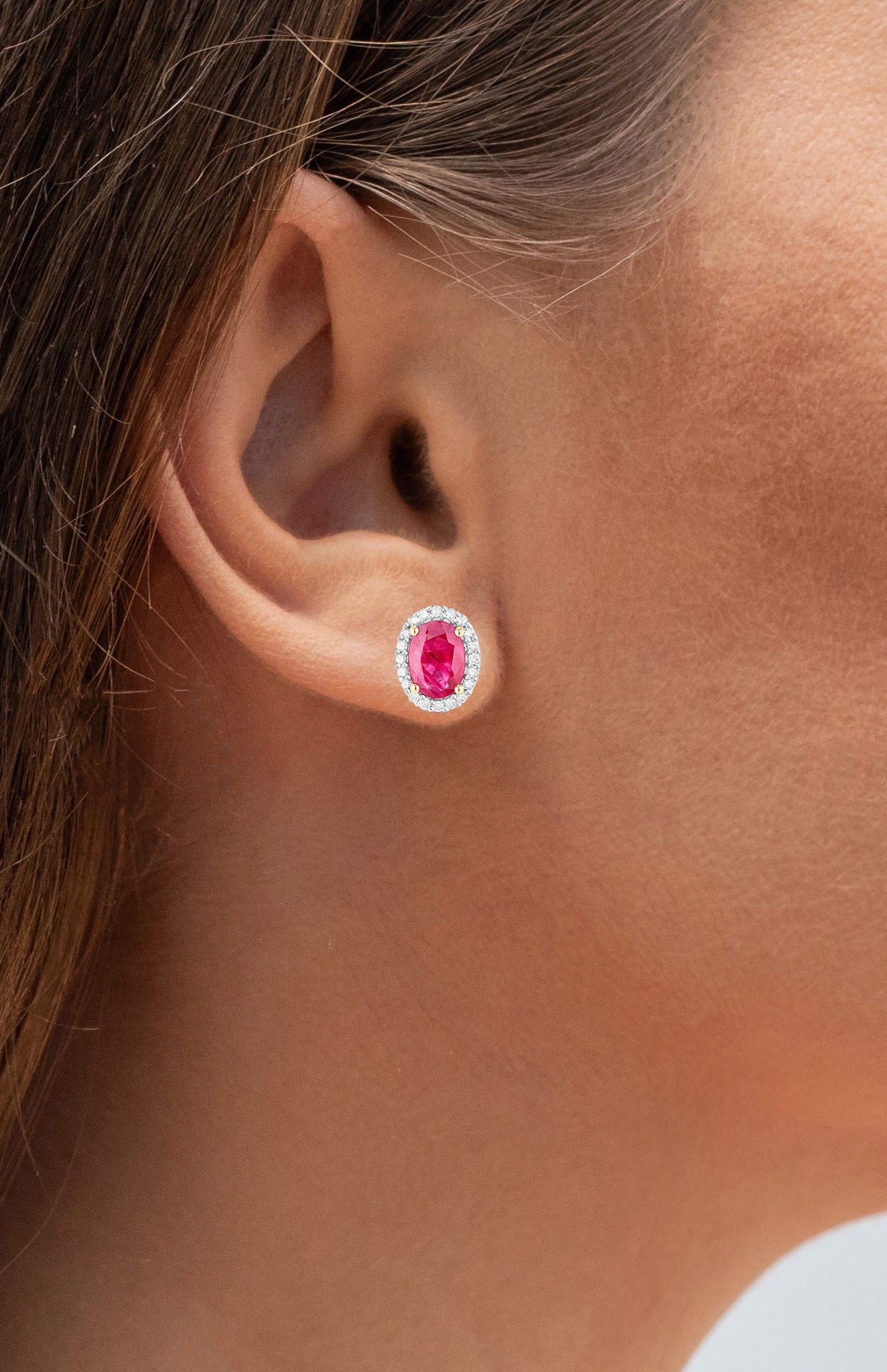 Ruby Earrings Diamonds 1.95 Carats 14K Yellow Gold