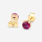 Ruby Stud Earrings 0.84 Carats 10K Yellow Gold