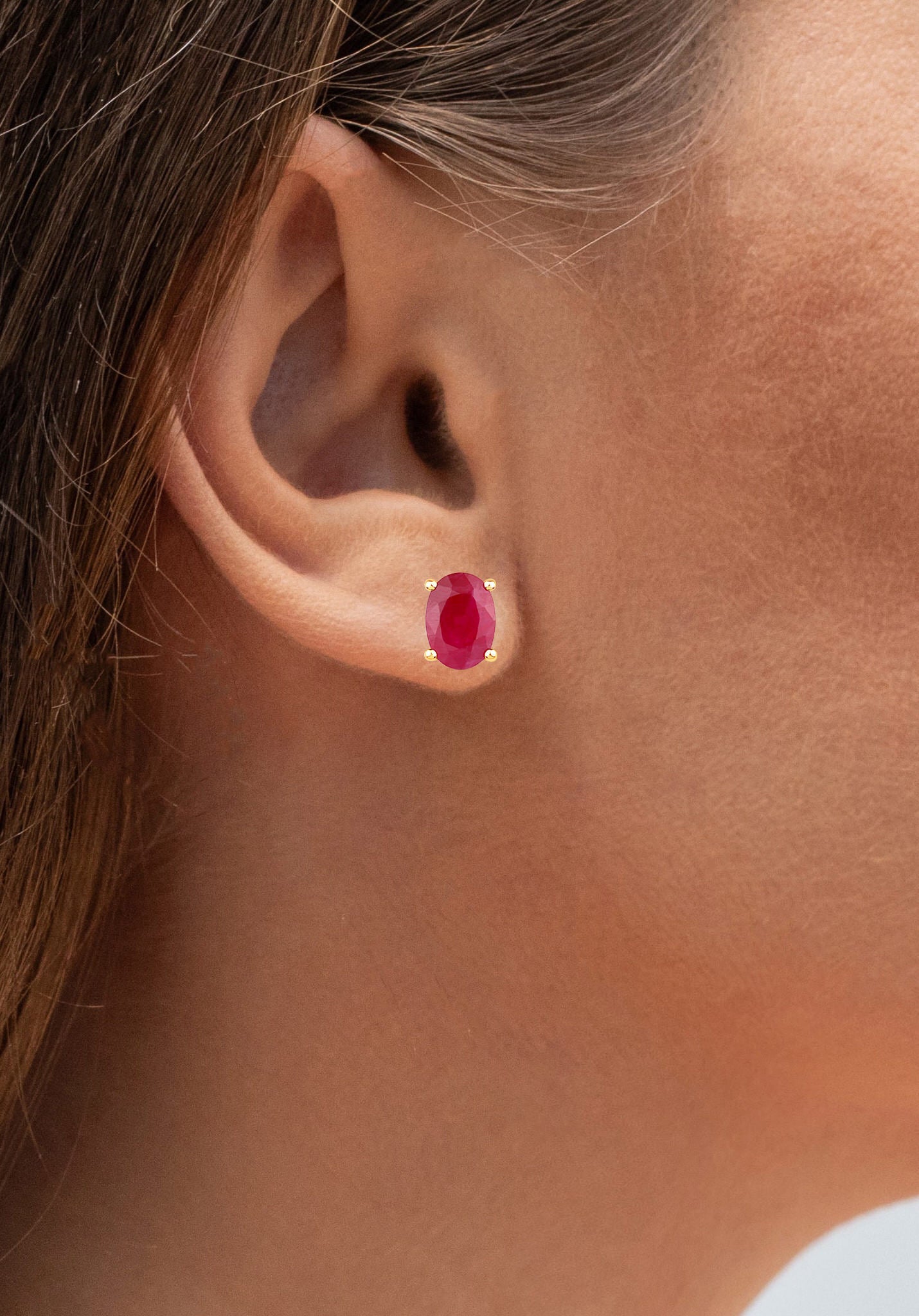 Ruby Earrings 1.68 Carats 14K Yellow Gold