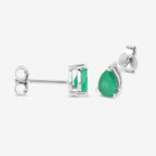 Zambian Emerald Stud Earrings 0.68 Carats 10K White Gold