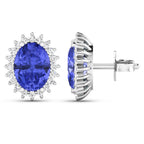 Tanzanite Earrings Diamonds 2.55 Carats 14K White Gold