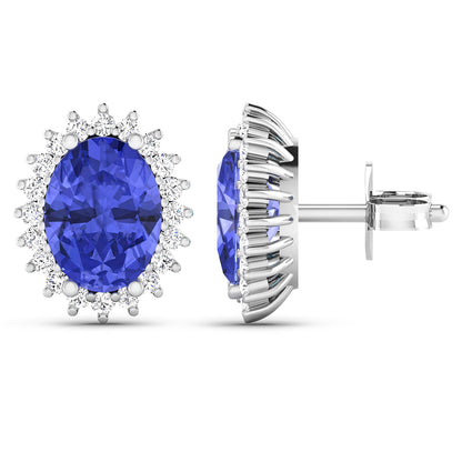 Tanzanite Earrings Diamonds 2.55 Carats 14K White Gold