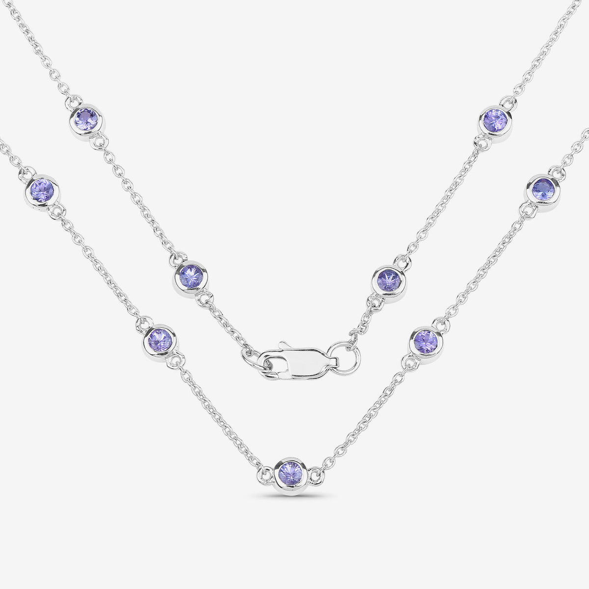 Tanzanite Necklace 1.78 Carats Sterling Silver