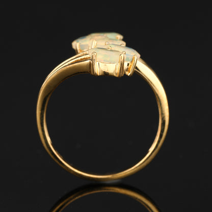 Natural Ethiopian Opal Ring 1.20 Carats Gold Plated Silver