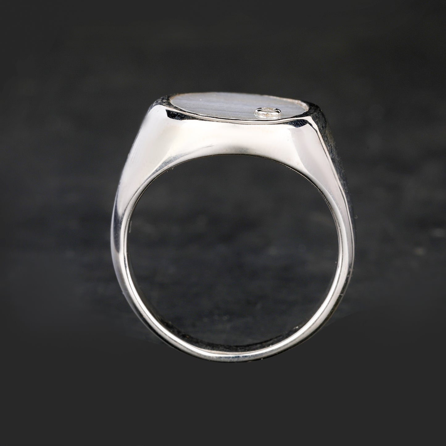 Blue Lace Agate Ring With Diamonds 1.68 Carats Sterling Silver