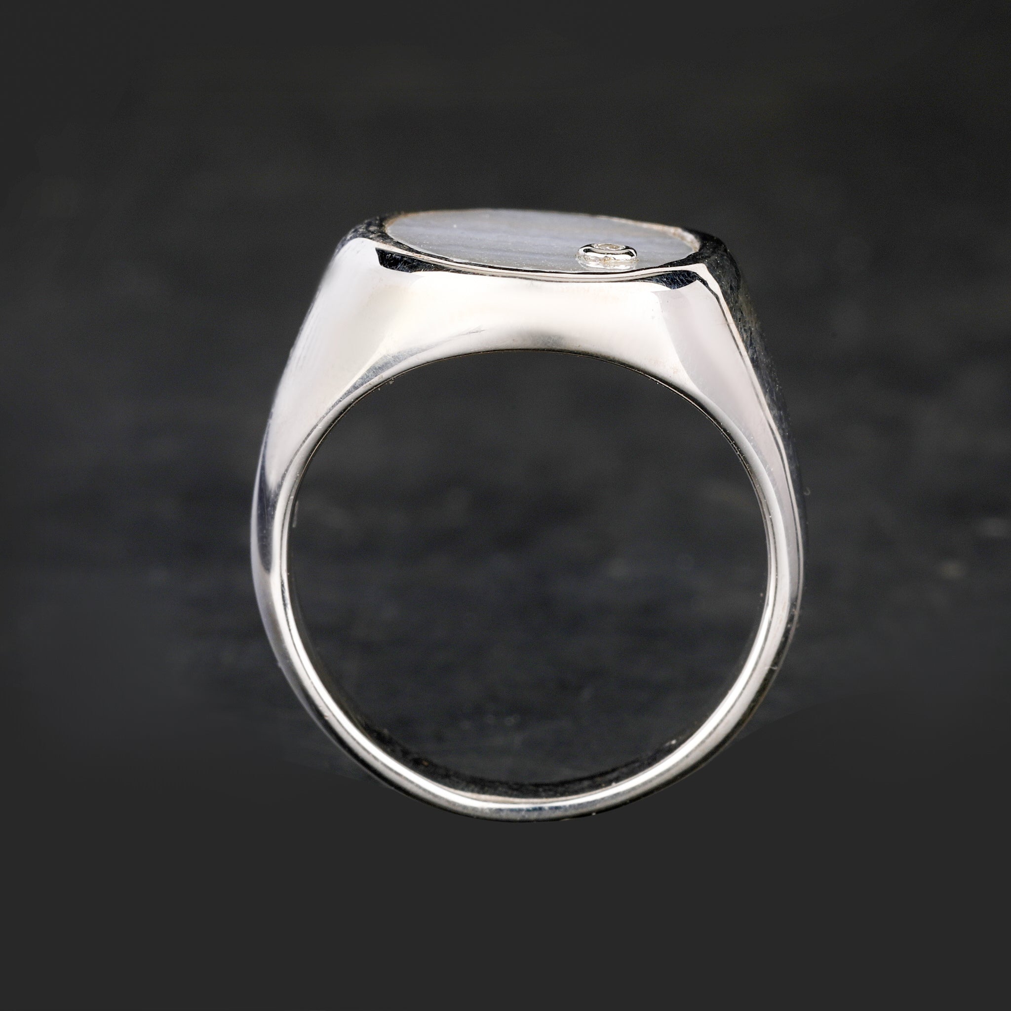 Blue Lace Agate Ring With Diamonds 1.68 Carats Sterling Silver