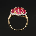 Natural Ruby Ring With White Topaz 4.60 Carats Gold Plated Silver